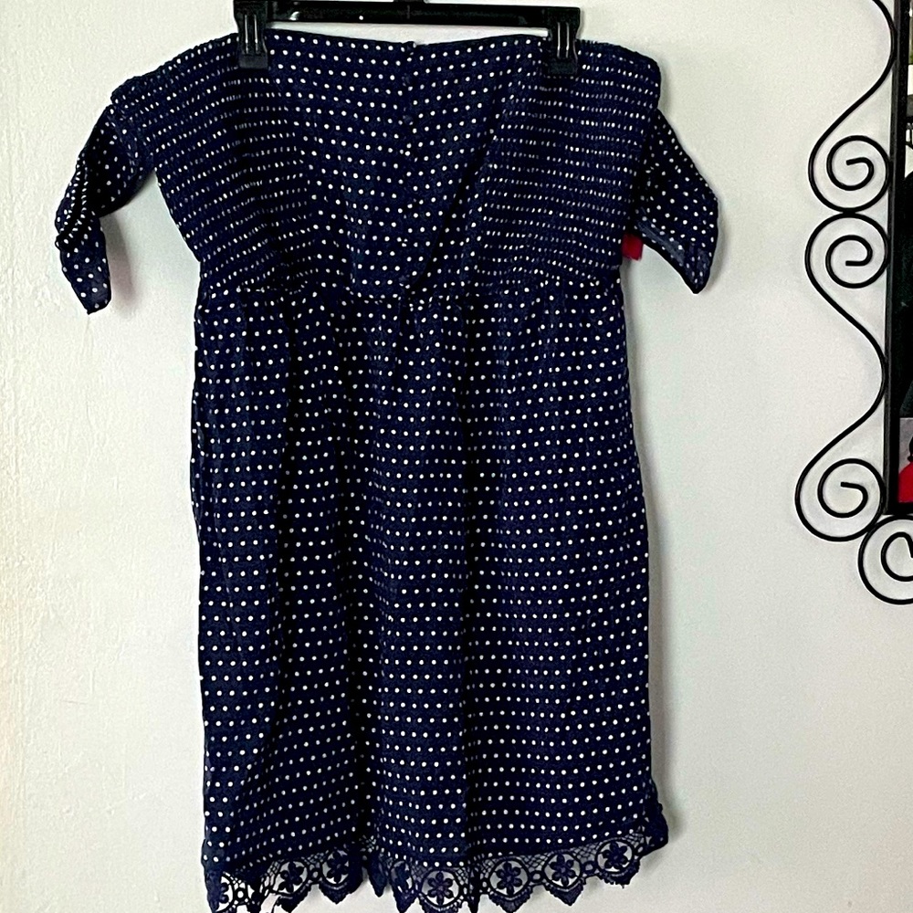 NWT Xhileration navy & white polka dot dress